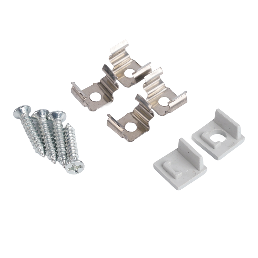 Профиль алюминиевый накладной, 10х10мм, серебро, CAB243 (в комплекте с матовым экраном, 2 заглушками, 4 крепежами) FERON