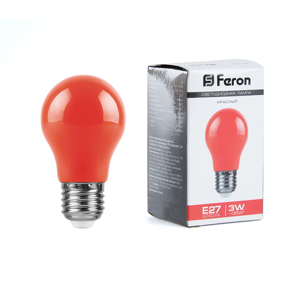 Лампа светодиодная Feron LB-375 E27 3W 230V красный