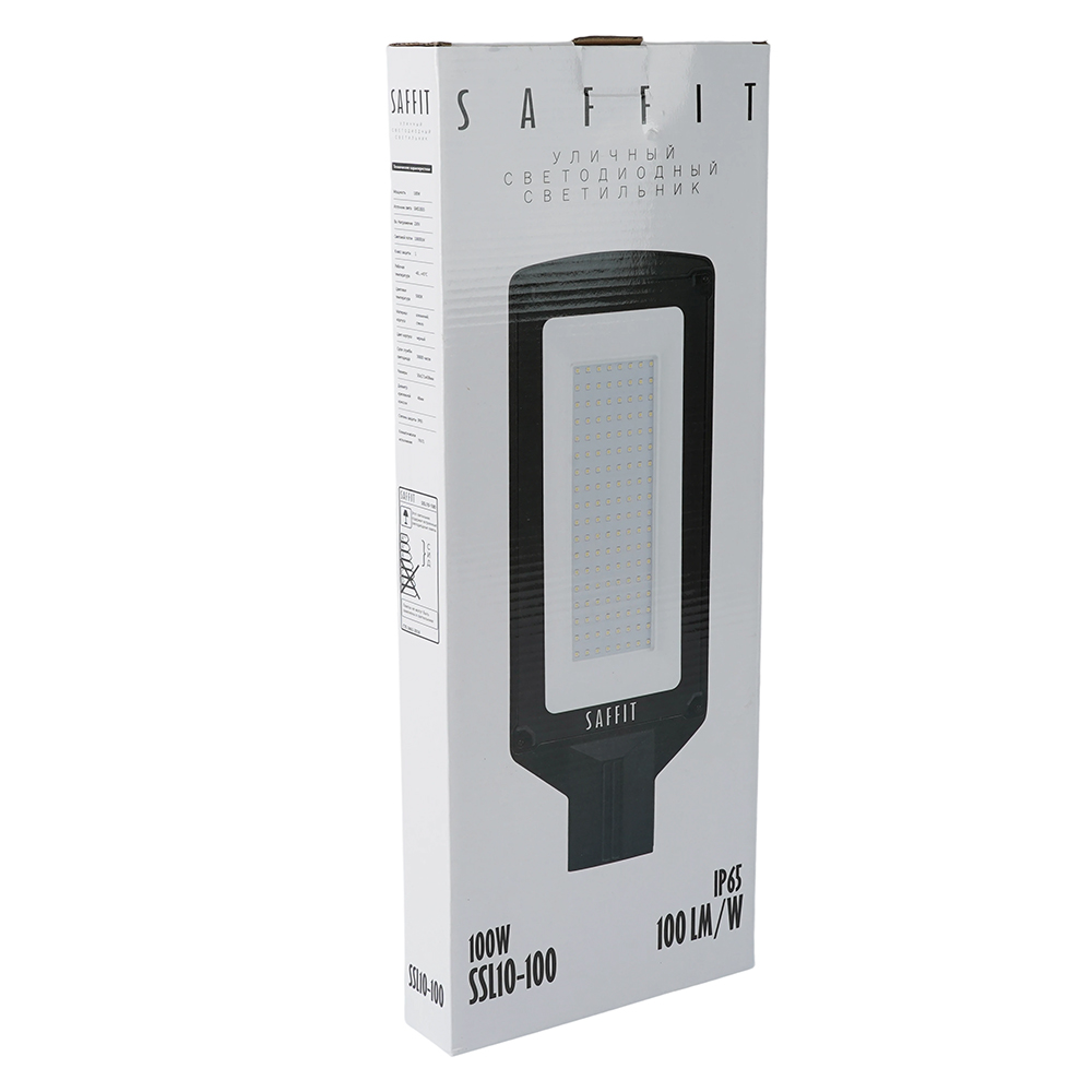 Светодиодный уличный консольный светильник SAFFIT SSL10-100 100W 5000K 230V, черный от компании Ферон по цене 