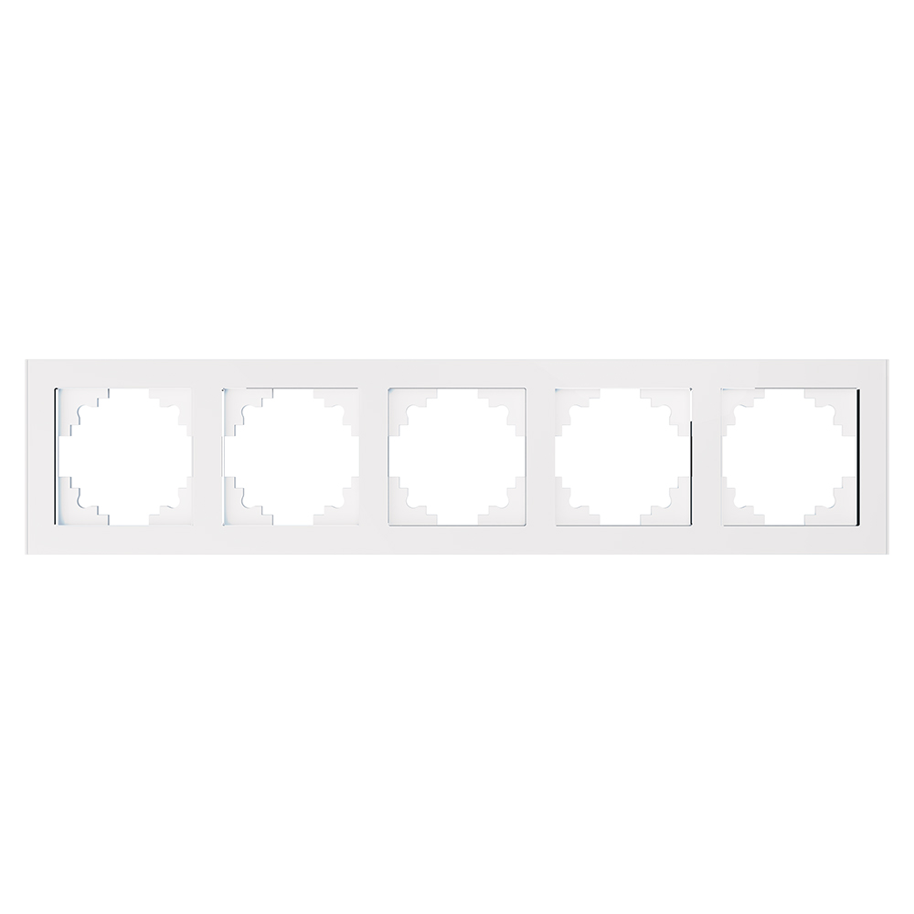 Рамка 5-местная, стекло, STEKKER, GFR00-7005-01, серия Катрин, белый