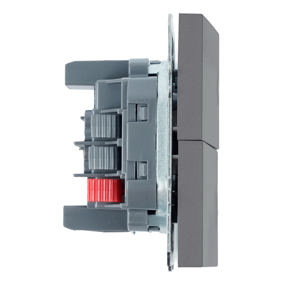 Переключатель 2-клавишный (механизм), СЗК, STEKKER, 250В, 10А, серия Эмили, RSW10-5107-10ZK, платиново-серый, soft touch