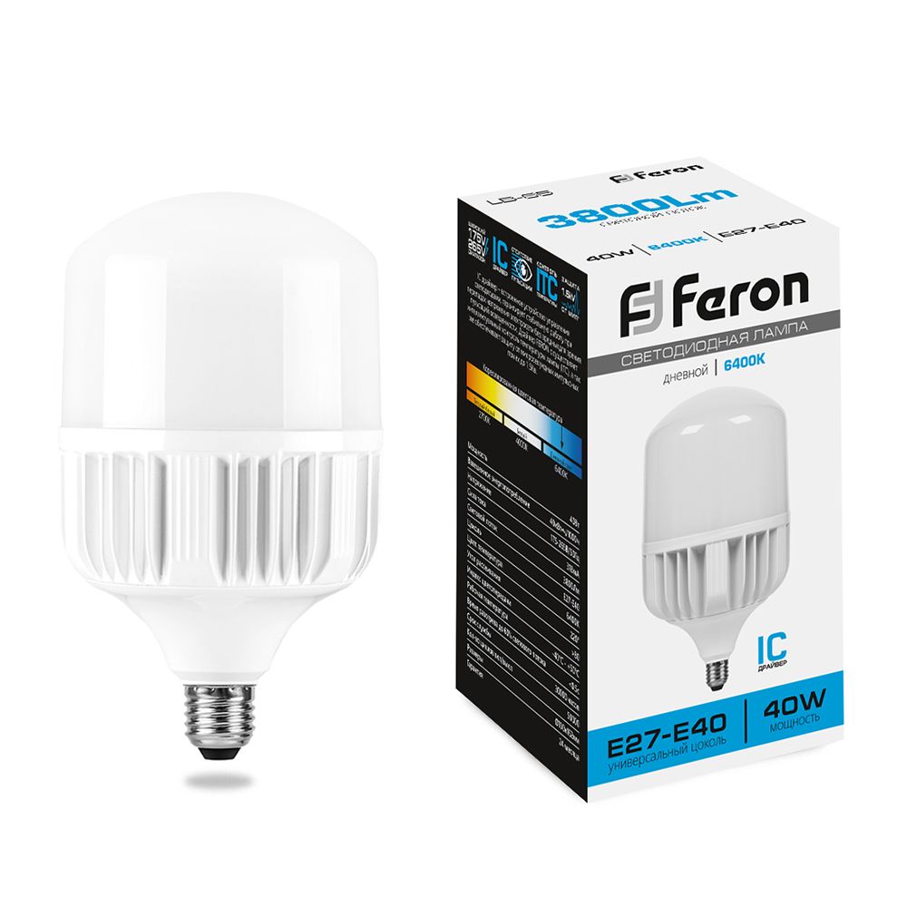 Лампа светодиодная Feron LB-65 E27-E40 40W 6400K 25538