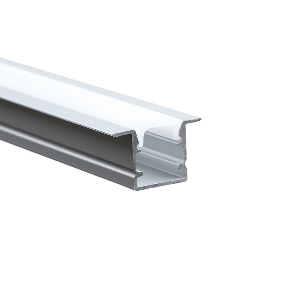 Профиль алюминиевый встраиваемый 10х17мм, серебро, CAB244( в комплекте с матовым экраном, 2 заглушками, 4 крепежами) FERON