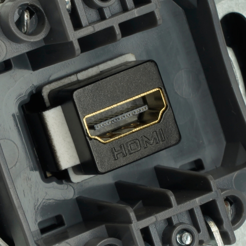 Розетка HDMI 2.0 Type A (механизм), серия Эмили, STEKKER, RST00-5118-05, черный уголь, soft touch