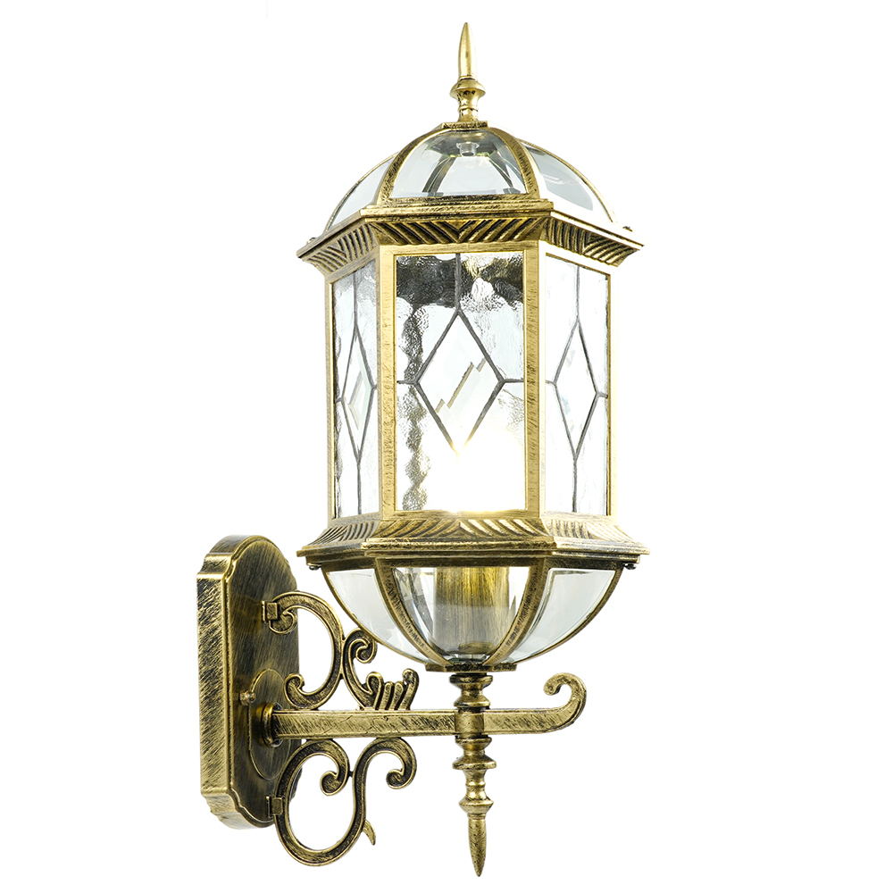 Светильник садово-парковый Feron PL130 шестигранный на стену вверх 60W E27 230V, черное золото