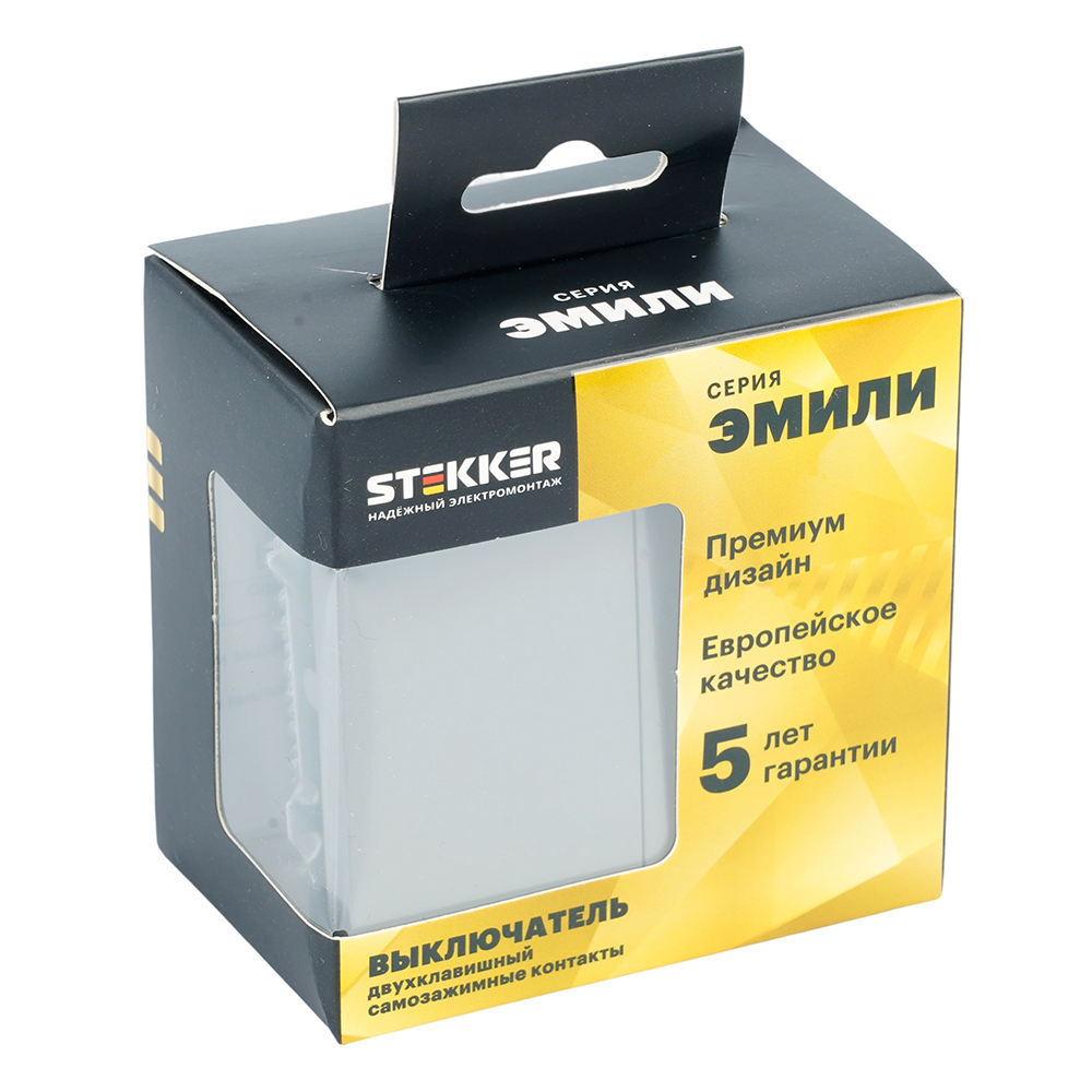 Выключатель 2-клавишный (механизм), СЗК, STEKKER, 250В, 10А, серия Эмили, RSW10-5104-10ZK, платиново-серый, soft touch
