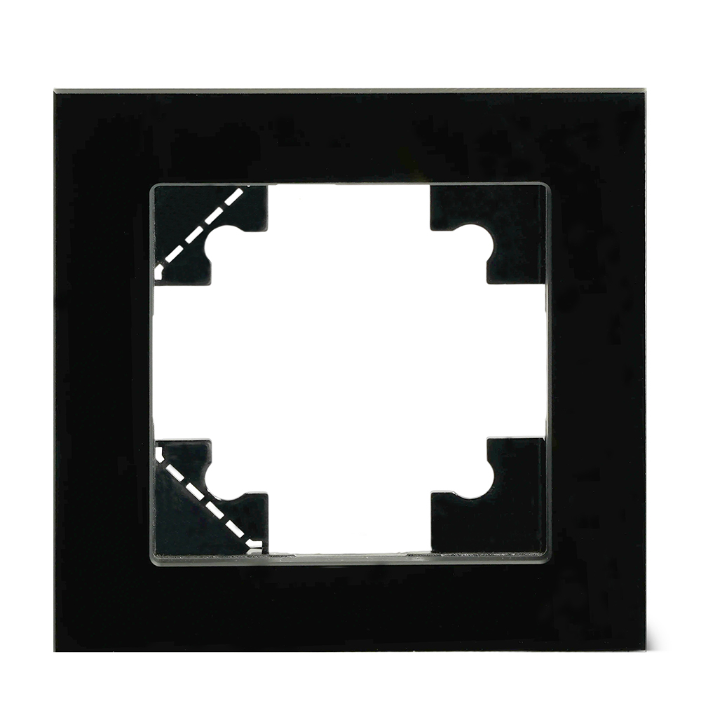 Рамка 1-местная для сенсорных механизмов, подсветки, стекло, STEKKER, GFR00-7001-05S, серия Катрин, черный