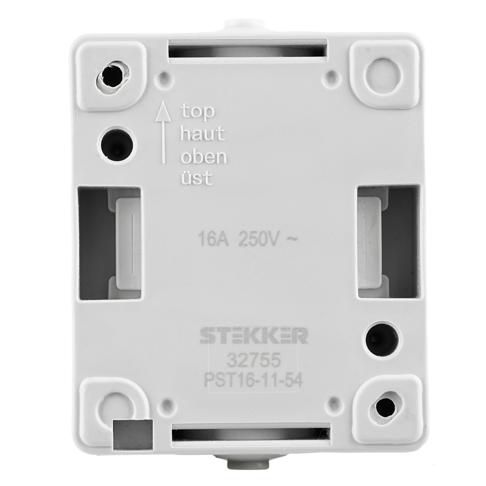 Розетка 1-местная с крышкой с/з STEKKER, PST16-11-54, пластик АВS, 250В, 16А, IP54, серый/графит от компании Stekker