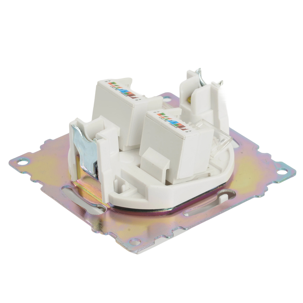 Розетка компьютерная 2-местная RJ-45 (механизм) STEKKER GLS00-7109-01 , серия Катрин, белый