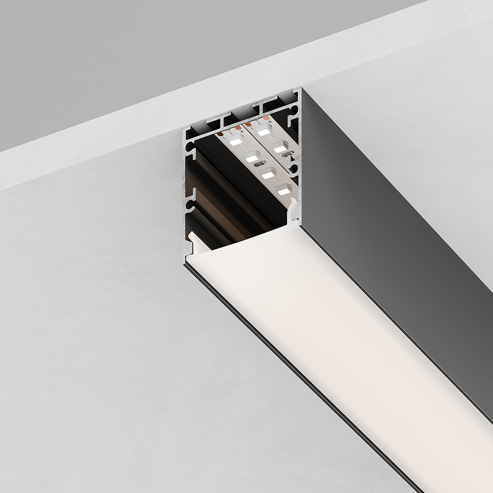 FERON Профиль алюминиевый накладной "Линии света" с крепежами, черный, CAB256 1036K