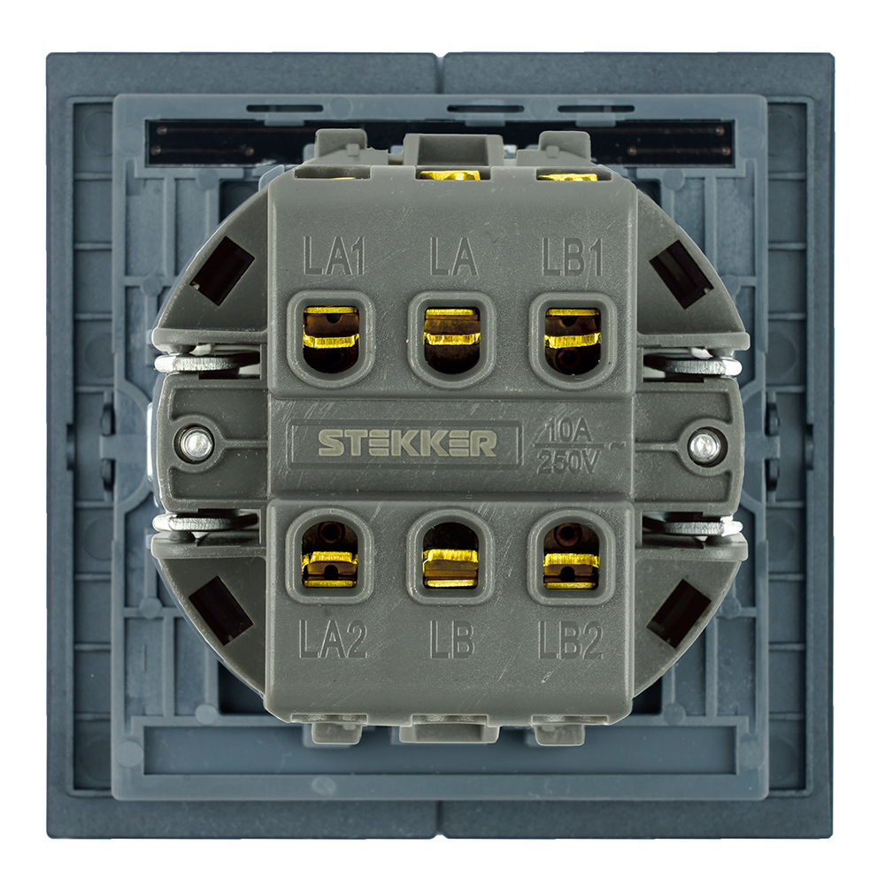 Переключатель 2-клавишный (механизм), STEKKER, 250В, 10А, серия Мия, RSW10-3107-05, черный бархат
