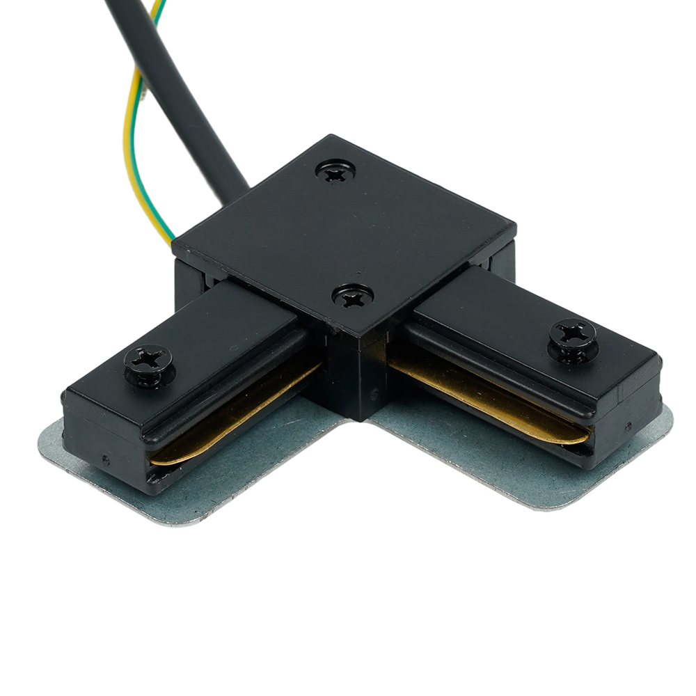 Коннектор угловой однофазный для шинопровода с проводом, черный, LD1021C