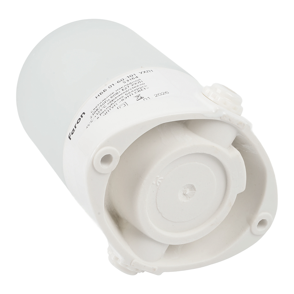 Светильник НББ 01-60-101 112х137х112мм, E27 max 60Вт, прямой керам. корпус, стекло, IP65, белый