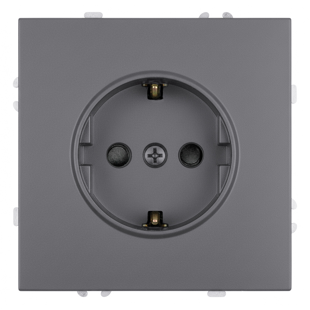 Розетка 1-местная с з/ш, с/з (механизм), СЗК, STEKKER, 250В, 16А, серия Эмили, RST16-5110-10ZK, платиново-серый, soft touch