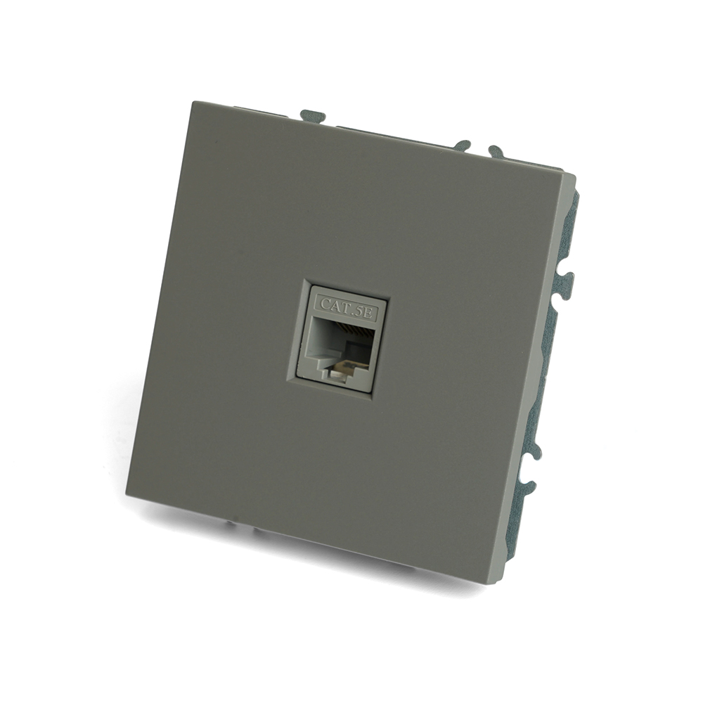 Розетка компьютерная 1-местная RJ-45 (механизм), STEKKER, серия Эмили, RST00-5117-10, платиново-серый, soft touch