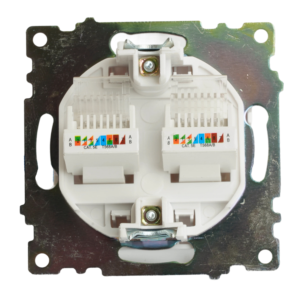 Розетка компьютерная 2-местная RJ-45 (механизм) STEKKER GLS00-7109-01 , серия Катрин, белый