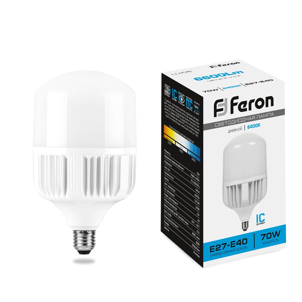 Лампа светодиодная Feron LB-65 E27-E40 70W 6400K 25783