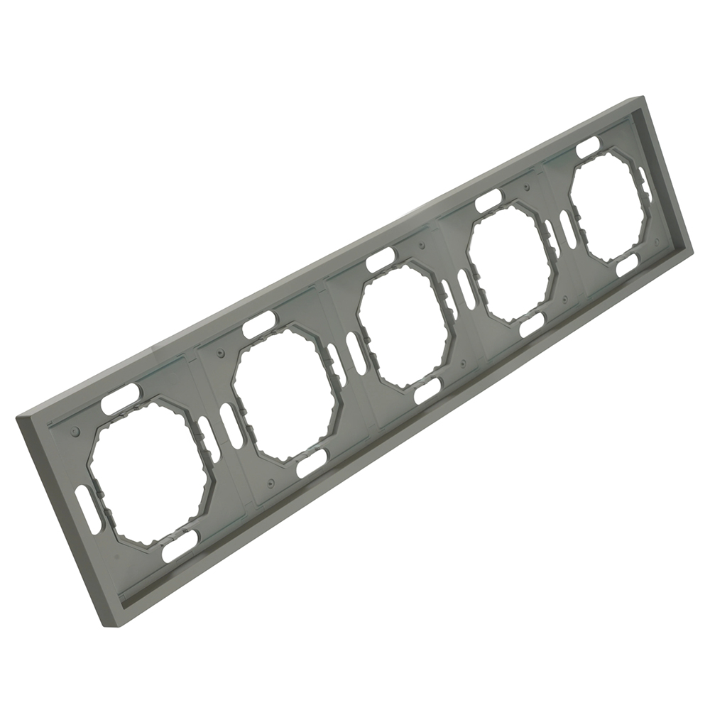 Рамка STEKKER, PFR00-5005-10 5-местная, серия Эмили, платиново-серый, soft touch