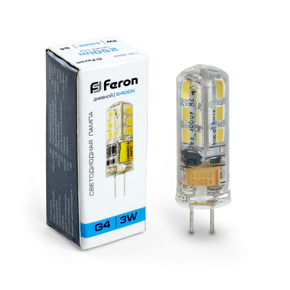 Лампа светодиодная Feron LB-422 G4 3W 12V 6400K
