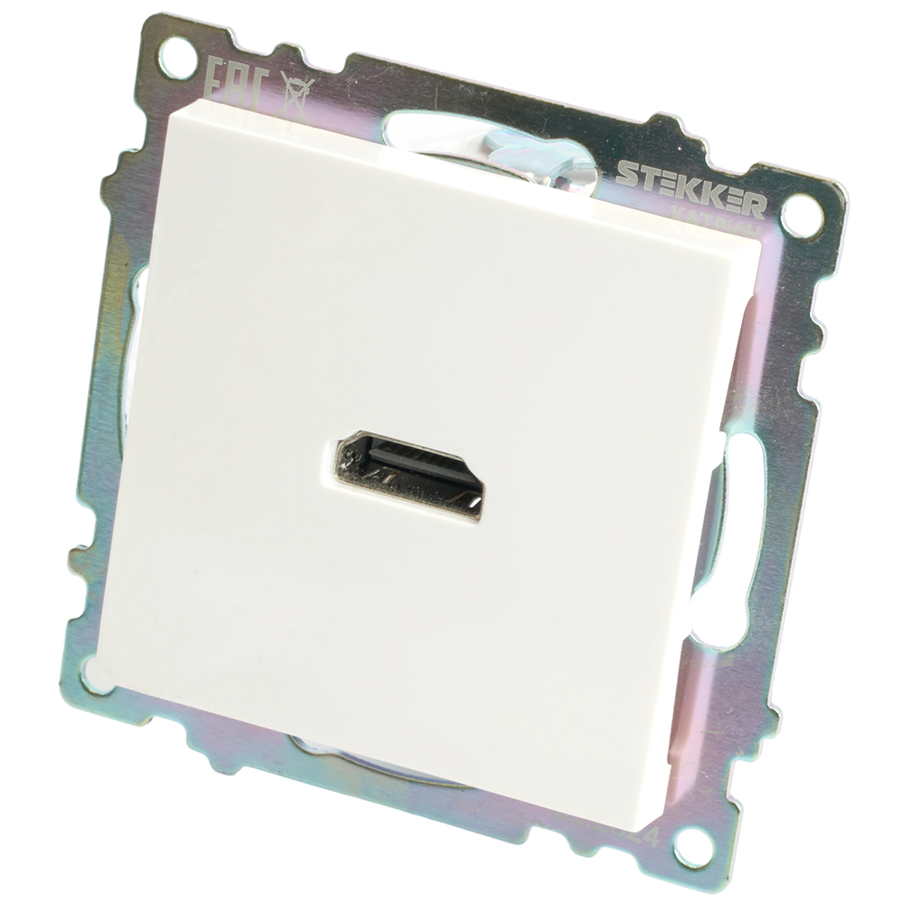 Розетка HDMI 2.1, Type A (механизм), STEKKER GLS00-7118-01, серия Катрин, белый
