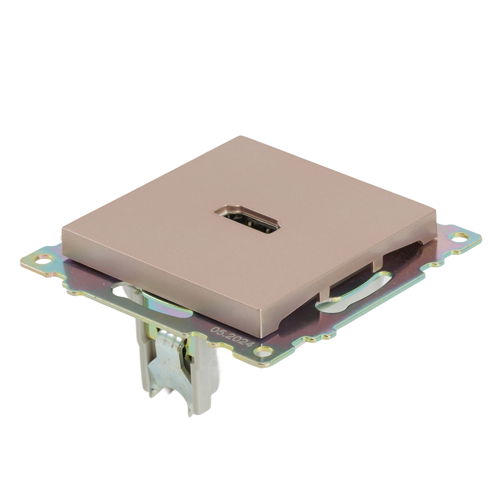 Розетка HDMI 2.1, Type A (механизм), STEKKER GLS00-7118-02, серия Катрин, шампань