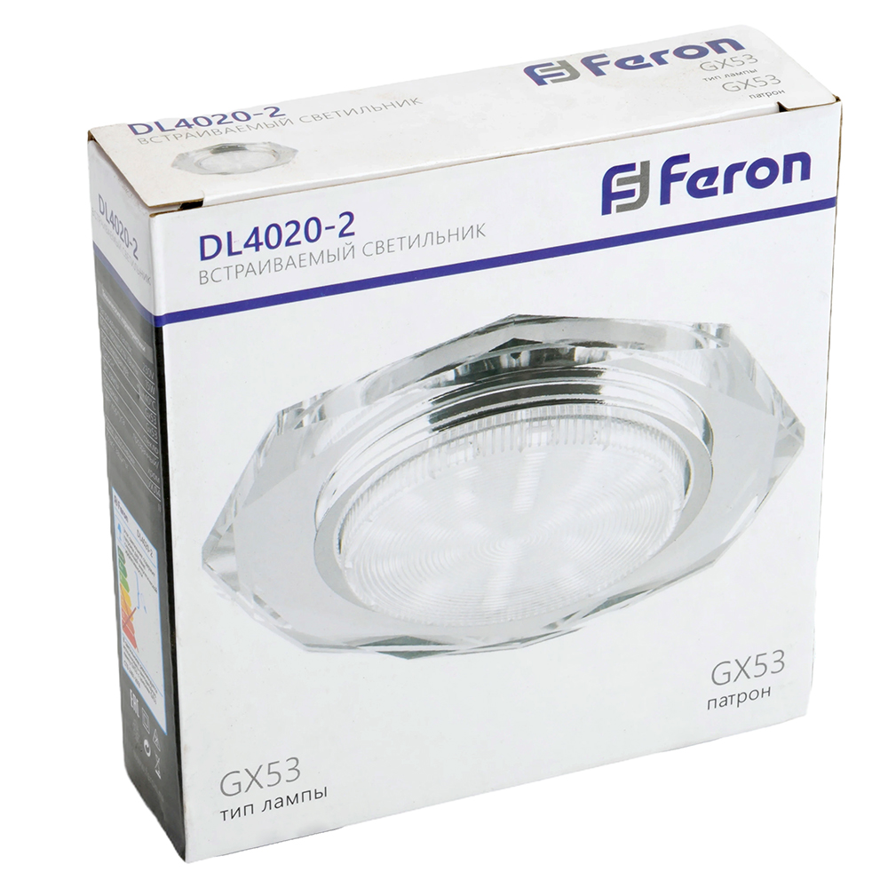 Светильник встраиваемый Feron DL4020-2 потолочный GX53 прозрачный