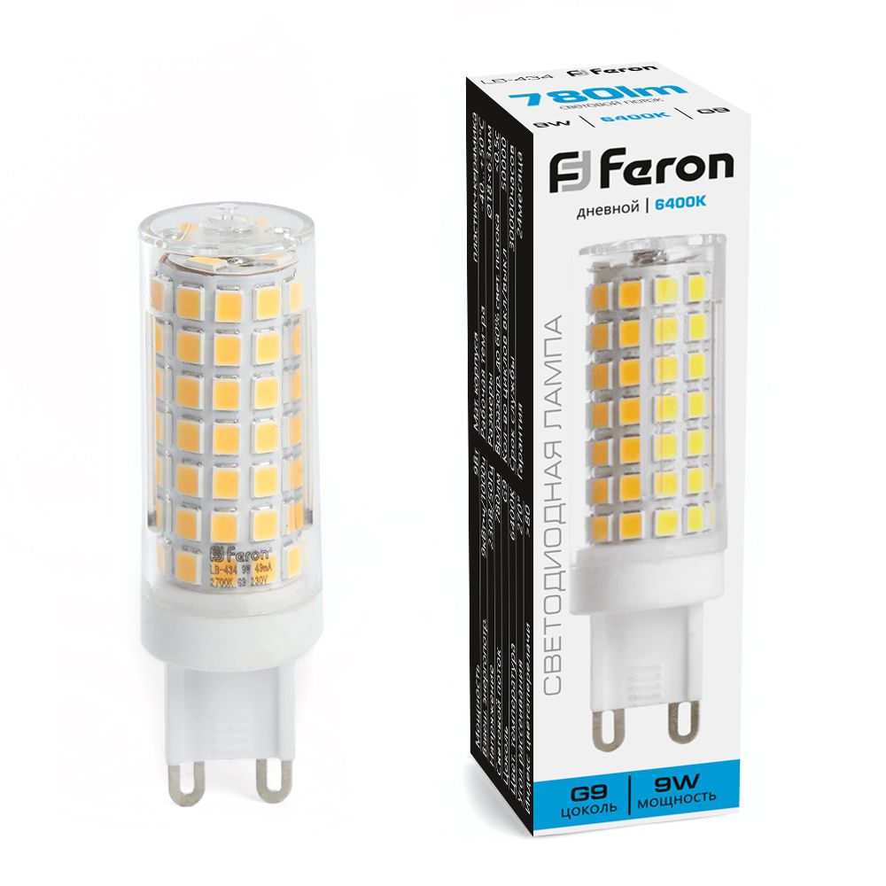 Лампа светодиодная Feron LB-434 G9 9W 175-265V 6400K
