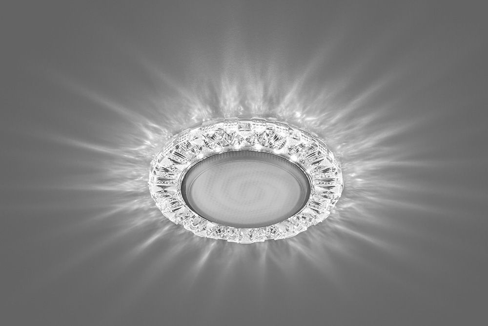 Светильник встраиваемый с белой LED подсветкой Feron CD4023 потолочный GX53 без лампы прозрачный
