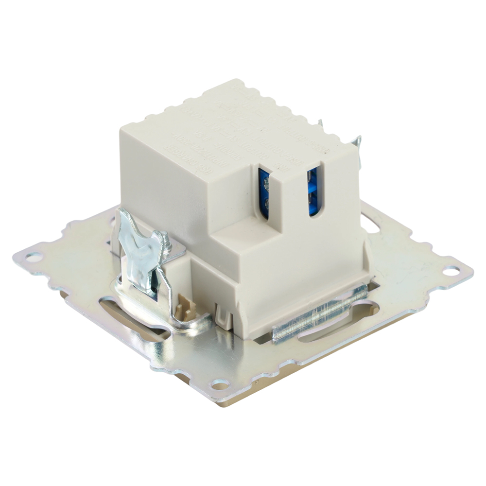 Розетка 2-местная USB + type C, STEKKER GLS10-7116-04, 250В, 3А, max 20W,серия Катрин, шоколад