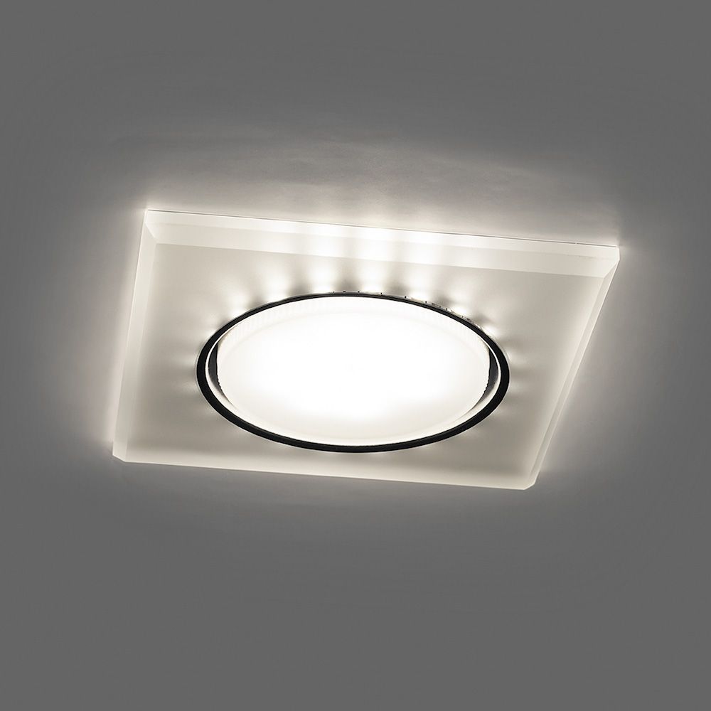 Светильник встраиваемый с белой LED подсветкой Feron CD5022 потолочный GX53 без лампы, белый матовый