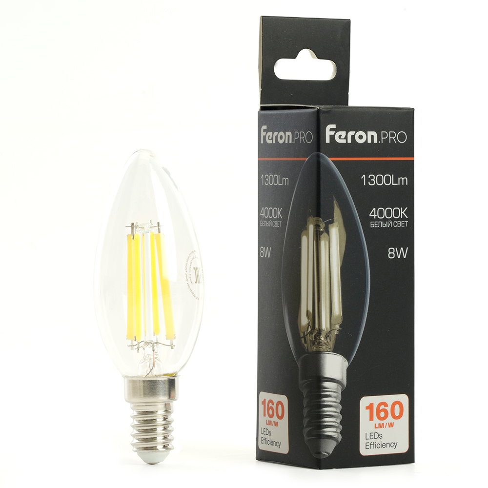 Лампа светодиодная Feron.PRO LB-1208 Свеча E14 8W 175-265V 4000K