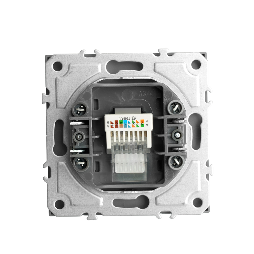 Розетка компьютерная 1-местная RJ-45 (механизм), STEKKER, серия Эмили, RST00-5117-10, платиново-серый, soft touch