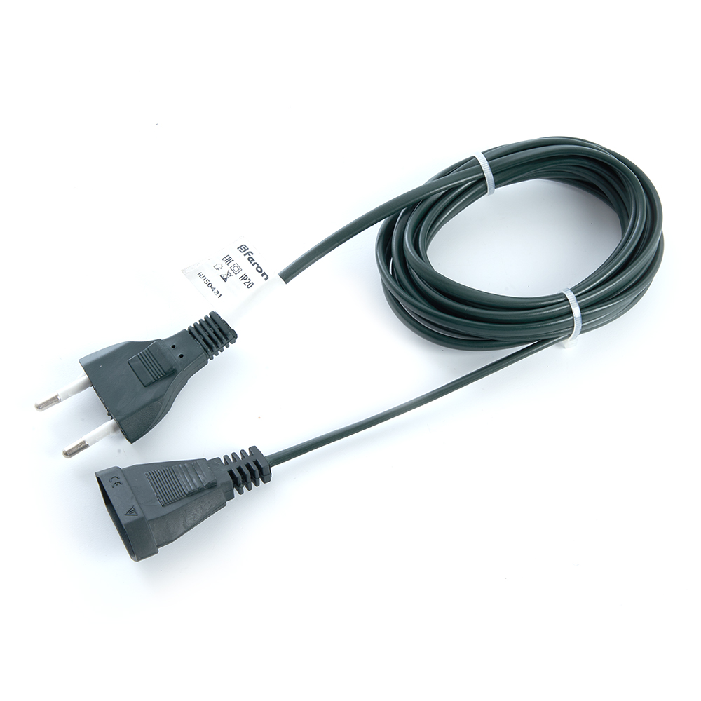Сетевой шнур для гирлянд 3м, 2х0,5мм2, IP20, темно-зеленый, DM303