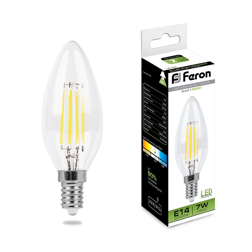 Лампа светодиодная Feron LB-66 Свеча E14 7W 230V 4000K