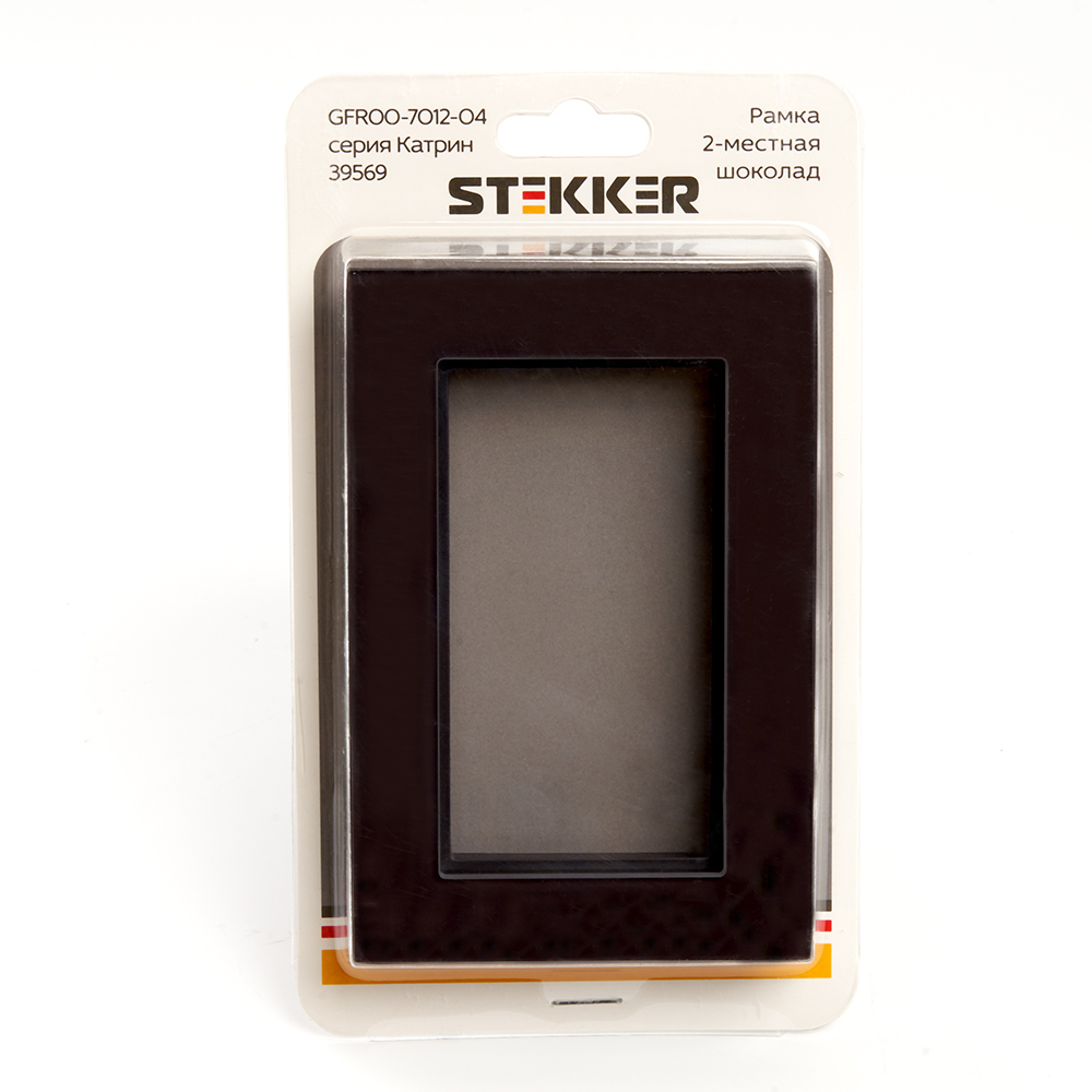 Рамка  2-местная (без перемычки), стекло, STEKKER, GFR00-7012-04, серия Катрин, шоколад