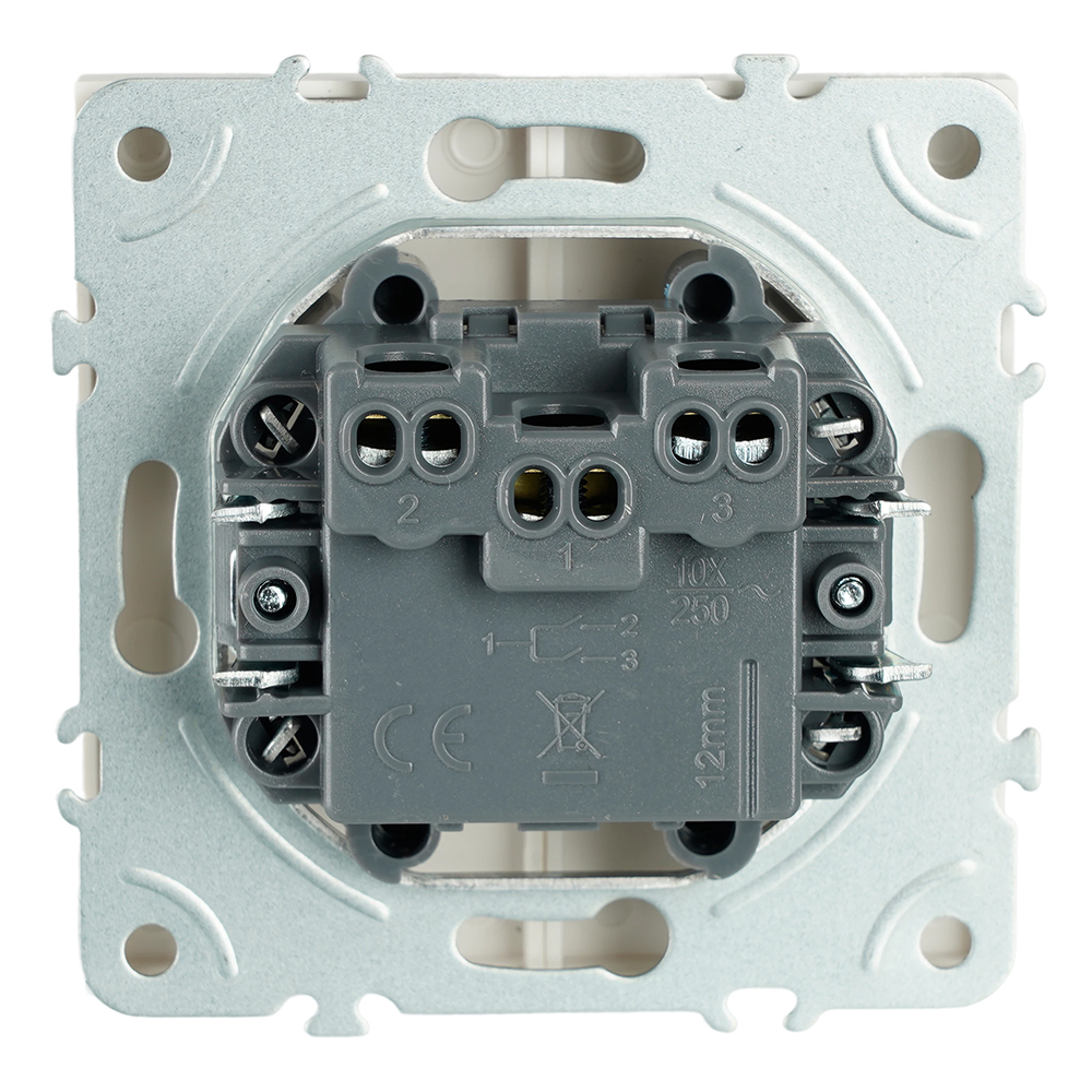 Выключатель 2-клавишный самовозвратный (механизм), STEKKER. 250В, 10А, серия Эмили, RSW10-5113-01, белый фарфор, soft touch