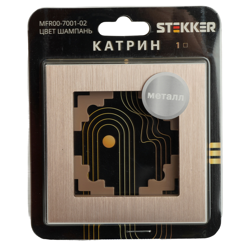 Рамка 1-местная, металл, STEKKER, MFR00-7001-02, серия Катрин, шампань