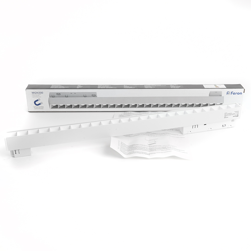 Светильник светодиодный Feron MGN300 трековый низковольтный 24W, 2160 Lm, 4000К, 30 градусов, белый серия LensLine