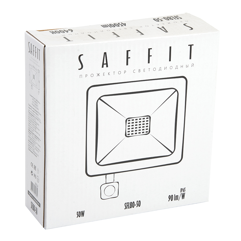 Светодиодный прожектор SAFFIT с выносным датчиком SFL80-50 IP65 50W 6400K черный