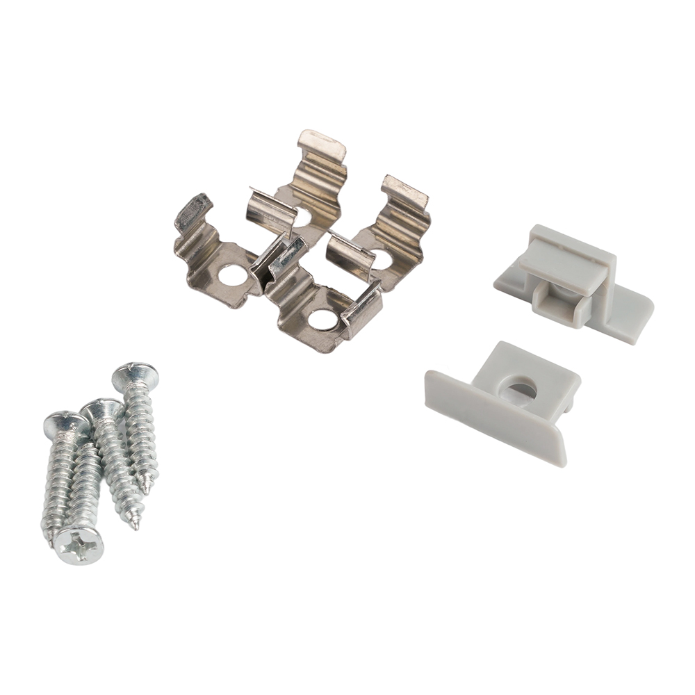 Профиль алюминиевый встраиваемый 10х17мм, серебро, CAB244( в комплекте с матовым экраном, 2 заглушками, 4 крепежами) FERON