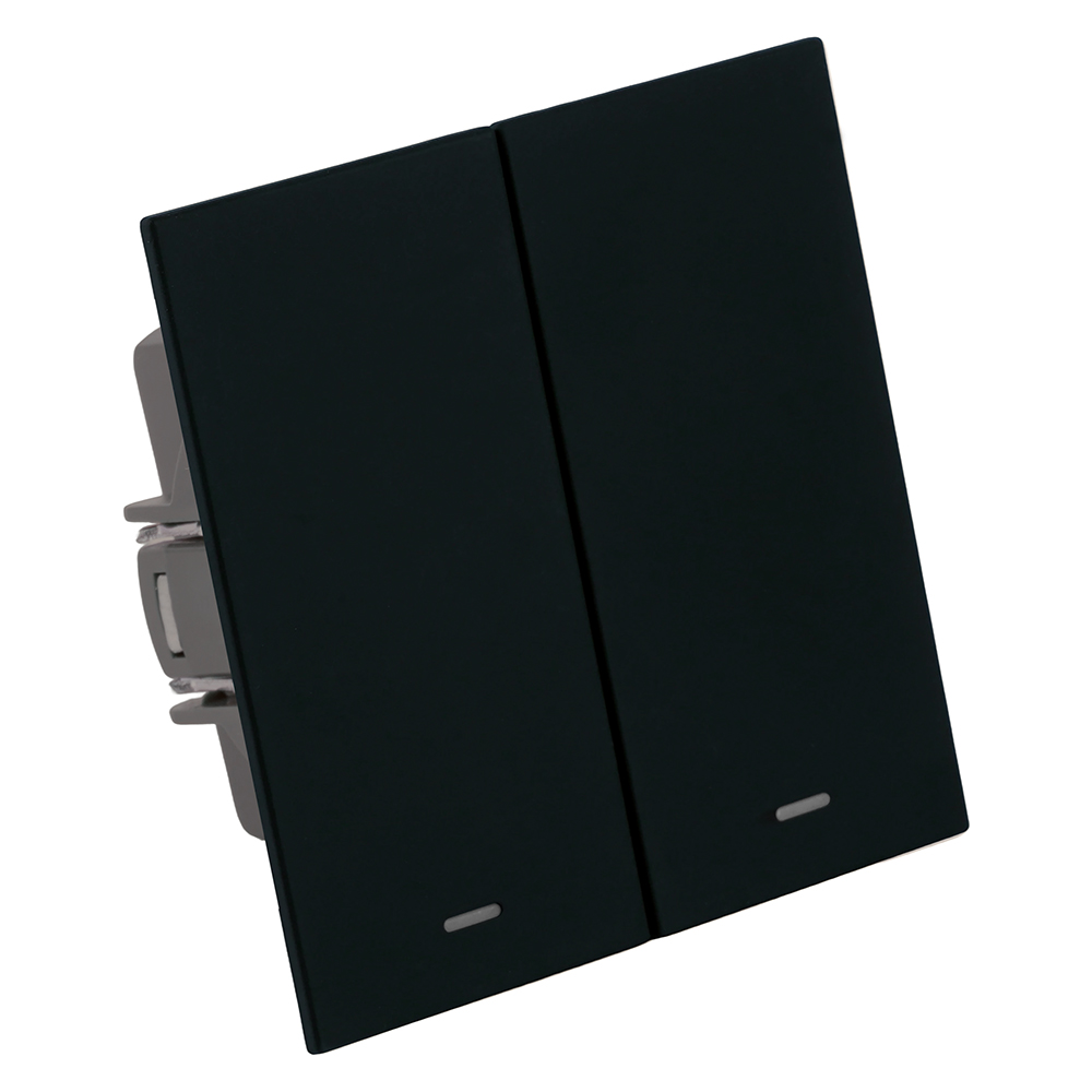 Выключатель 2-клавишный c индикатором (механизм), STEKKER, 250В, 10А, серия Мия, RSW10-3102-05, черный бархат