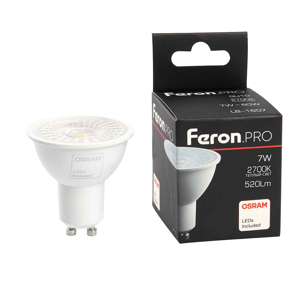 Лампа светодиодная Feron.PRO LB-1607 GU10 7W 175-265V 2700K