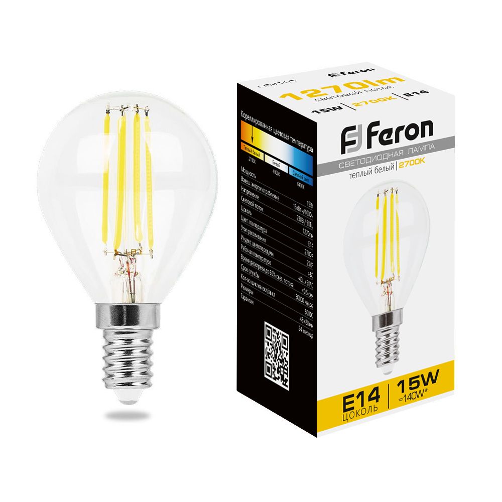 Лампа светодиодная Feron LB-515 Шарик E14 15W 230V 2700K