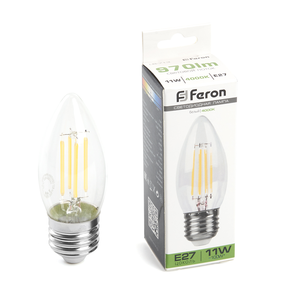 Лампа светодиодная Feron LB-713 Свеча E27 11W 230V 4000K