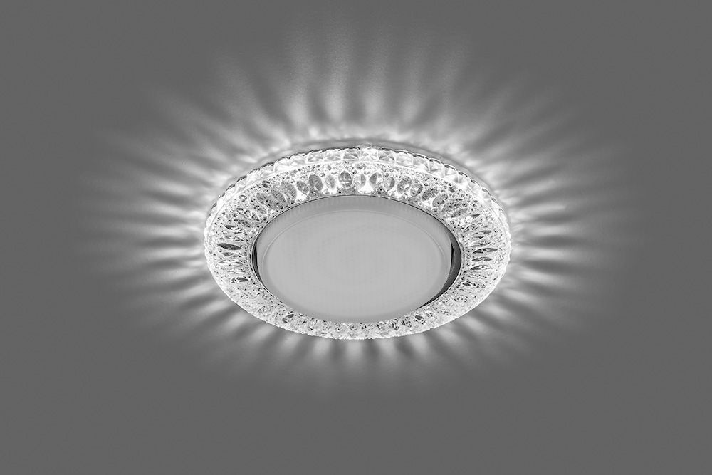 Светильник встраиваемый с белой LED подсветкой Feron CD4022 потолочный GX53 без лампы прозрачный