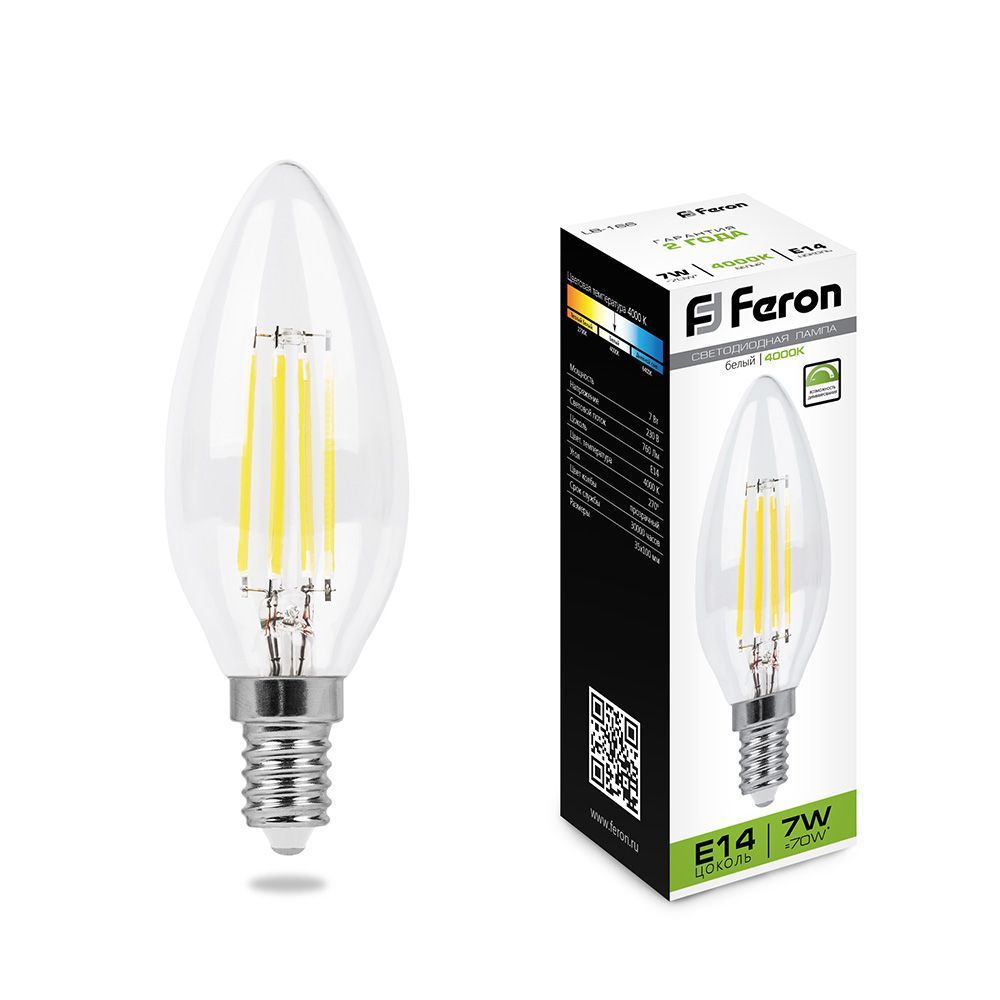 Лампа светодиодная диммируемая Feron LB-166 Свеча E14 7W 230V 4000K