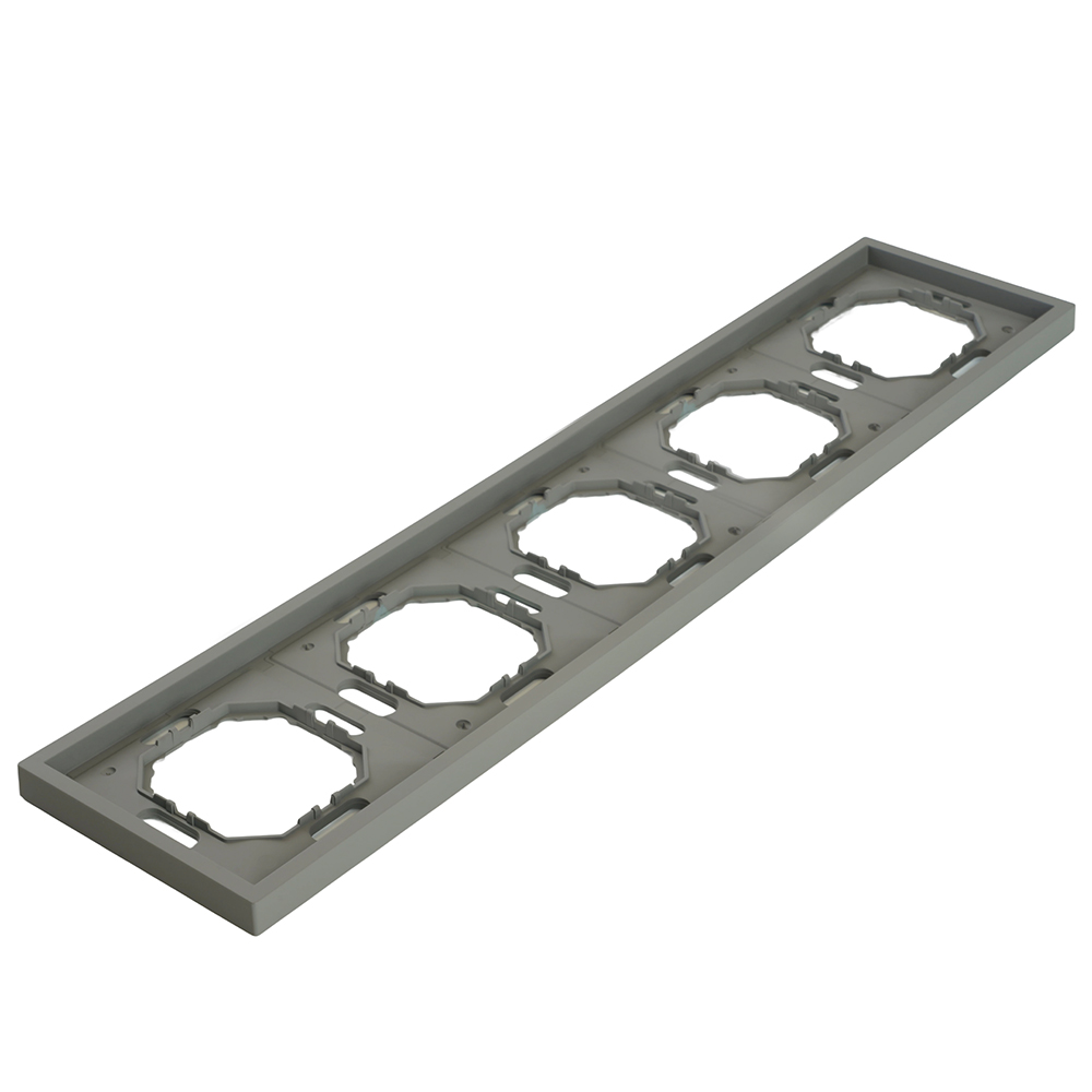 Рамка STEKKER, PFR00-5005-10 5-местная, серия Эмили, платиново-серый, soft touch