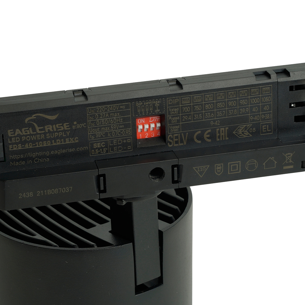 Светодиодный светильник Feron TR Reflex трековый на шинопровод 40W, 3500 Lm, 4000К, 36 градусов, черный, 3х фазный с функцией выбора мощности