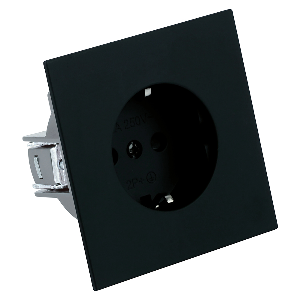 Розетка 1-местная с защитной шторкой с/з (механизм), STEKKER, 250В, 16А, серия Мия, RST16-3110-05, черный бархат