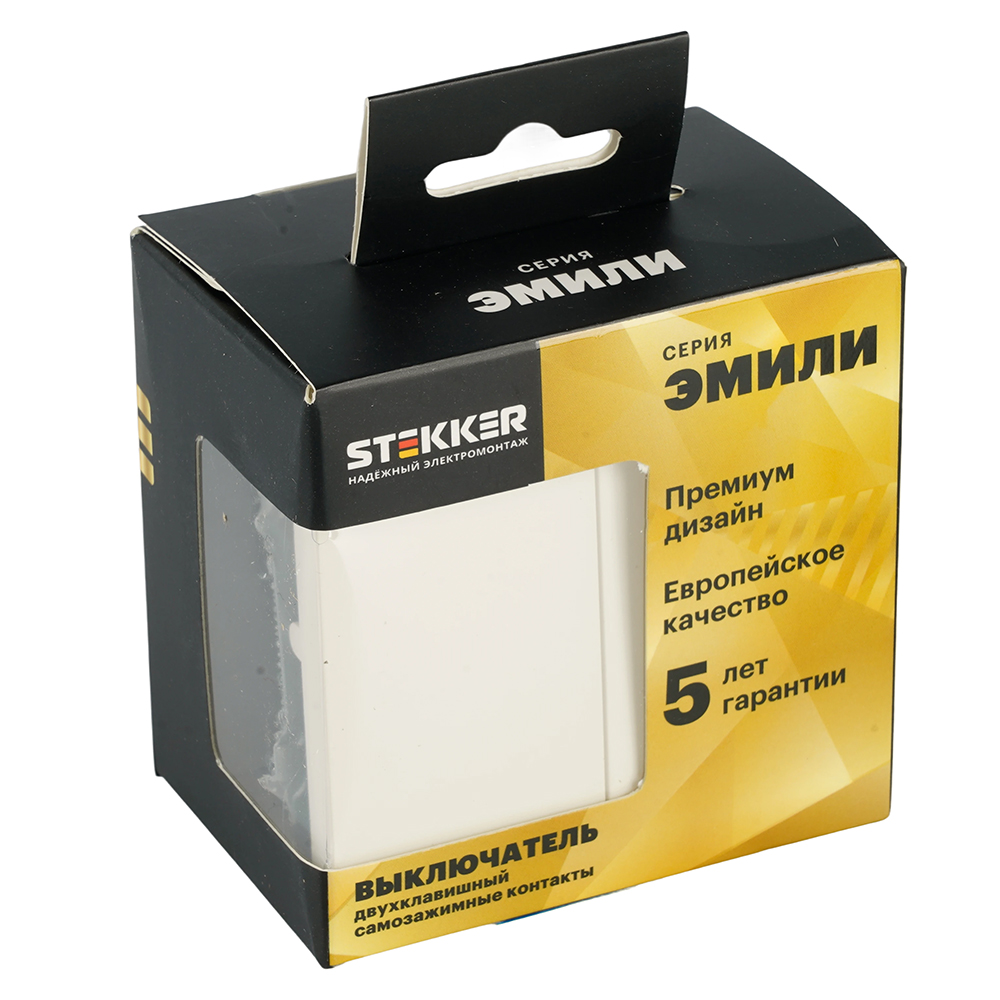 Выключатель 2-клавишный (механизм), СЗК, STEKKER, 250В, 10А, серия Эмили, RSW10-5104-01ZK, белый фарфор, soft touch
